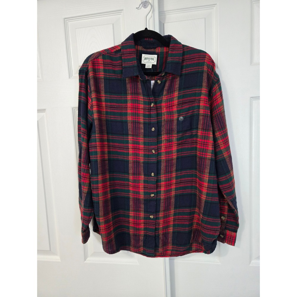American Eagle Mens Plaid Flannel Shirt Navy Blue Red Green Small 2155-1354-4737
